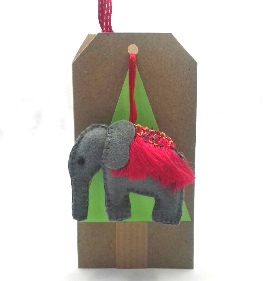 Felt Elephant Decoration Card