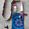small shoulder bag vintage fabric pink and purple