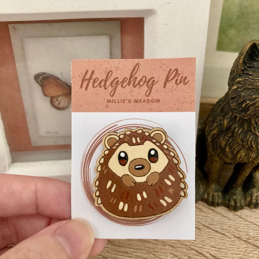 Hedgehog pin badge brooch