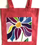 Joyous Tote bag Fabulous fuchsia pink cotton tote printed with 'Blooming' design - Image 2