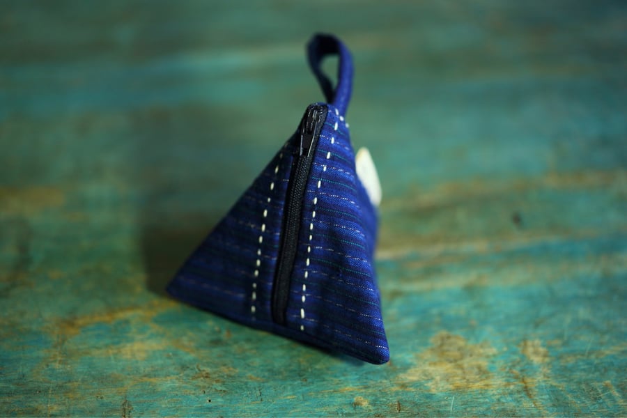 Handmade Fabric Triangular Small Zipper Pouch 