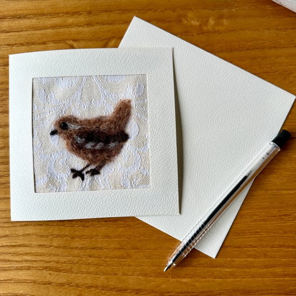Needlefelted Greetings Card. Wren. 