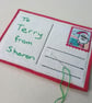 Santa Holiday Textile Postcard Decoration hand embroidered personalised message - Image 4