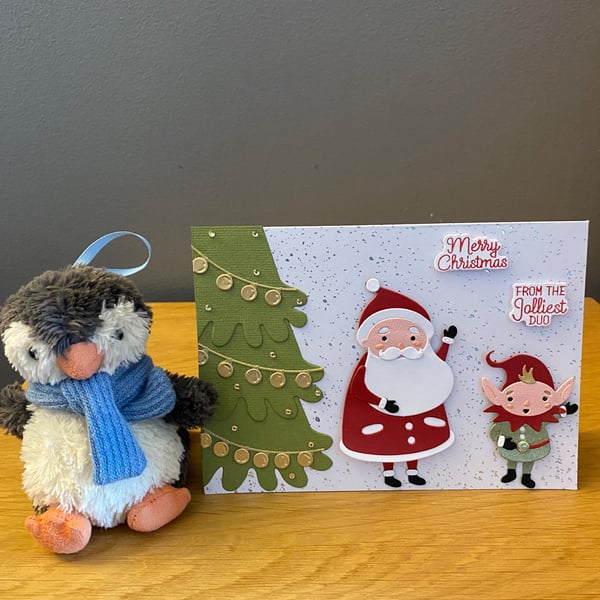 Interactive Santa & Elf Christmas Card Merry Christmas from the Jolliest Duo 