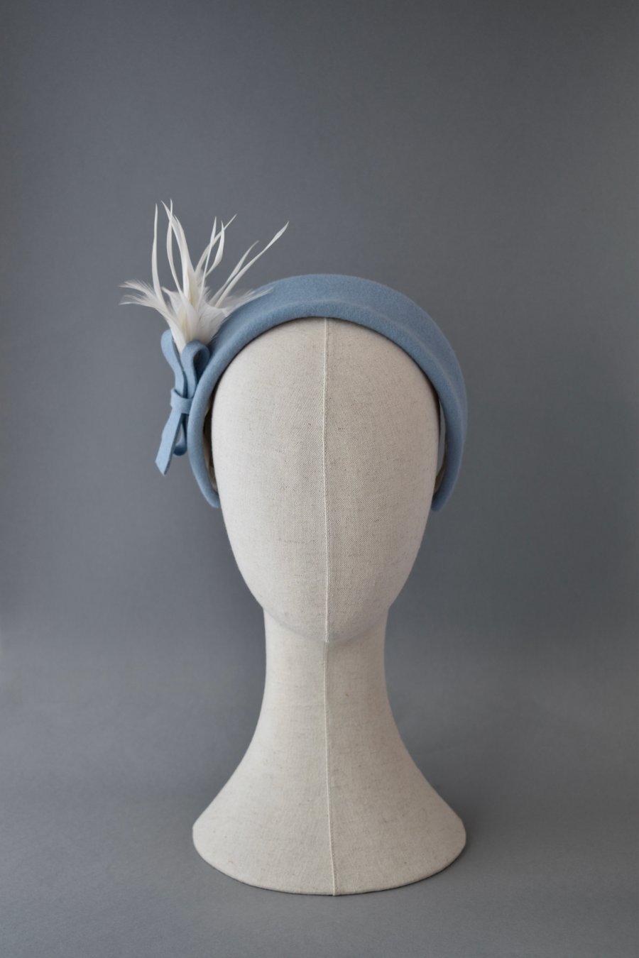 Sky Blue Wool Felt Halo-Style Fascinator