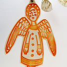 Ceramic Angel decoration in burnt orange