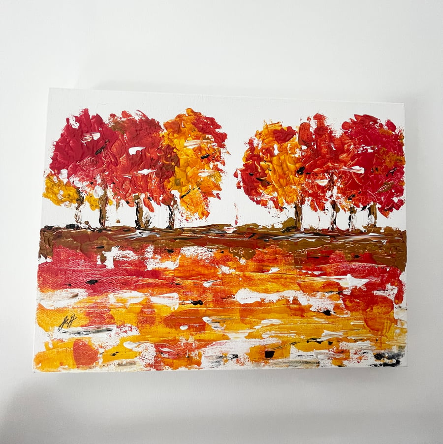 Original Textured Acrylic Painting on Canvas - Autumn