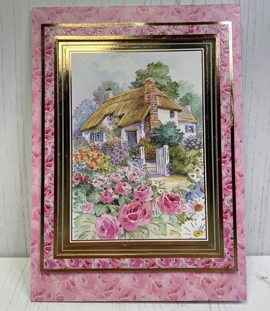 Greeting Card, Blank, Country Cottage and Garden by Carolee Crafts - C134