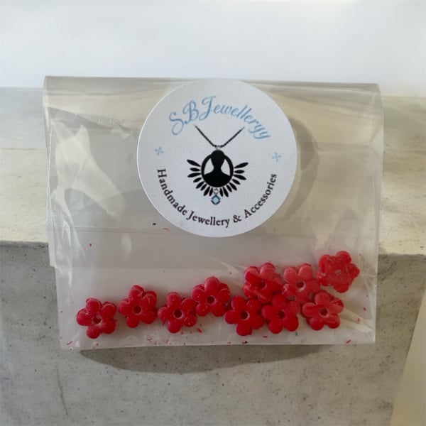 (Make Your Own) Handmade Polymer Clay Micro Stud Pack (Red Flower)