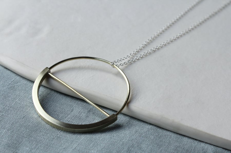 Pendant necklace, circle pendant, spinner pendant necklace, brass jewellery 