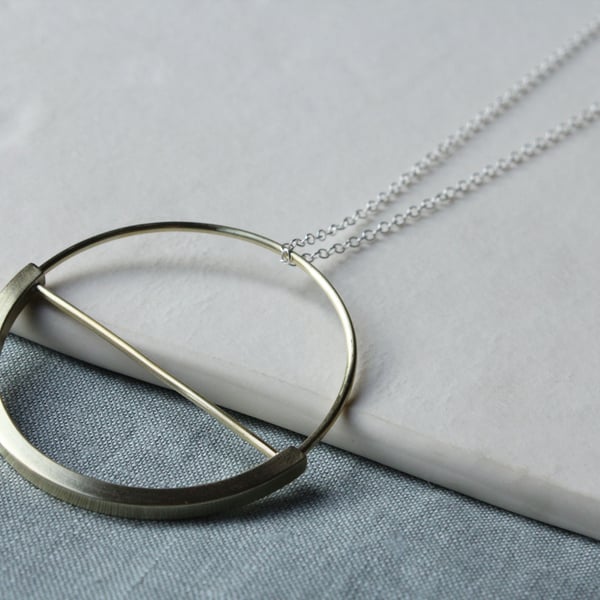 Pendant necklace, circle pendant, spinner pendant necklace, brass jewellery 