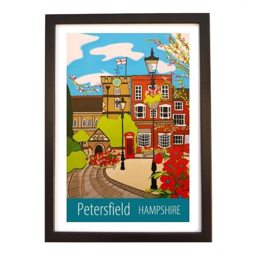 Petersfield Hampshire print - black frame