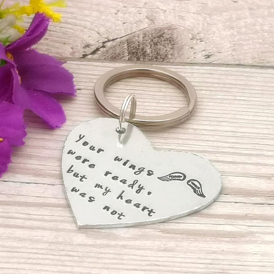 Your Wings Were Ready But My Heart Was Not Keyring - Memorial Gift - Angel Wings