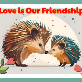 Love is Our Friendship Hedgehog Card A5