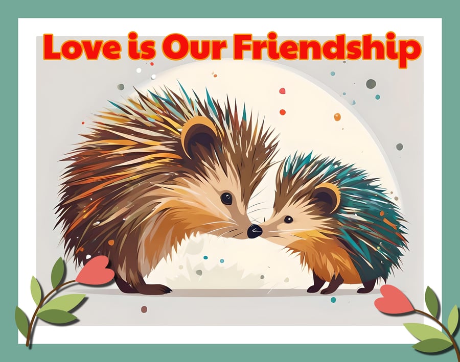 Love is Our Friendship Hedgehog Card A5