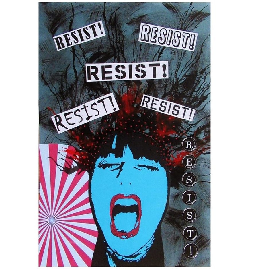 Feminist Art RESIST Painting Inspirational Collage Urban Pop Art Protest Artwork