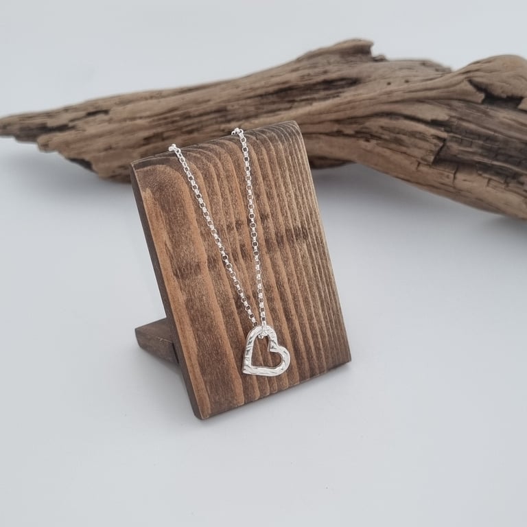 Fine Silver Textured Heart Necklace
