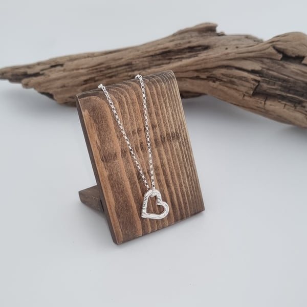 Fine Silver Textured Heart Necklace