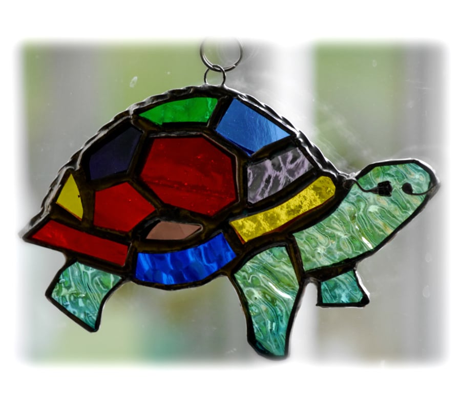 Suncatcher Stained Glass Tortoise Handmade Rainbow  015 Turtle 