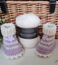 Designer Merino Wool Baby Girl's Booties & Hat Set 0-3 months size - Image 7