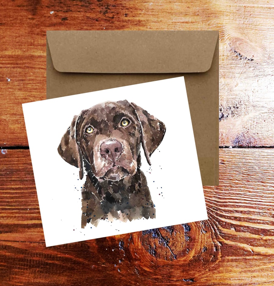 Chocolate Labrador GreetingNote Card.Labrador card,Labrador greeting card,Chocol