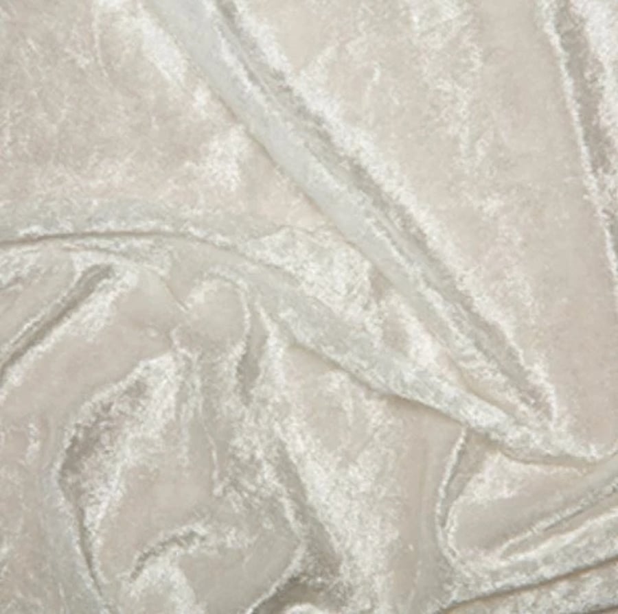 crushed velvet fabric material soft stretch cream ivory 1 metre