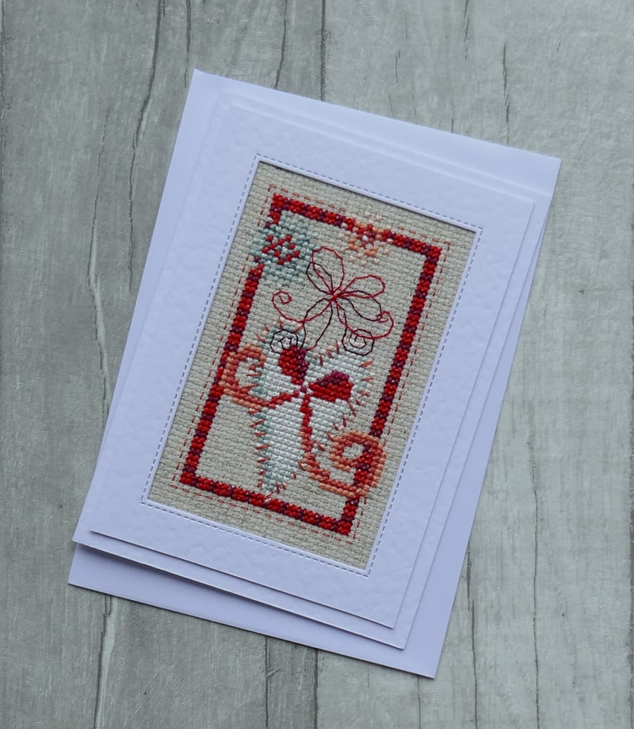 Christmas Card - Cross Stitch Heart
