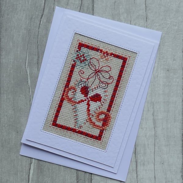 Christmas Card - Cross Stitch Heart