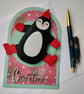 Jumping Penguin Christmas Card  - Image 1