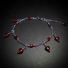 Deep red love heart bracelet 