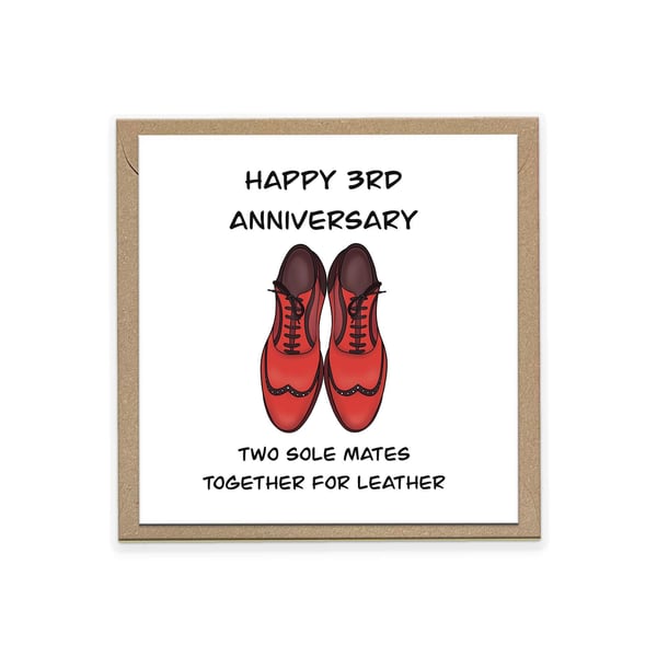 3rd wedding anniversary card for leather