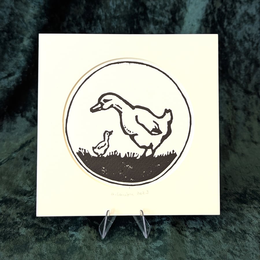 Ducks Original Linocut Print