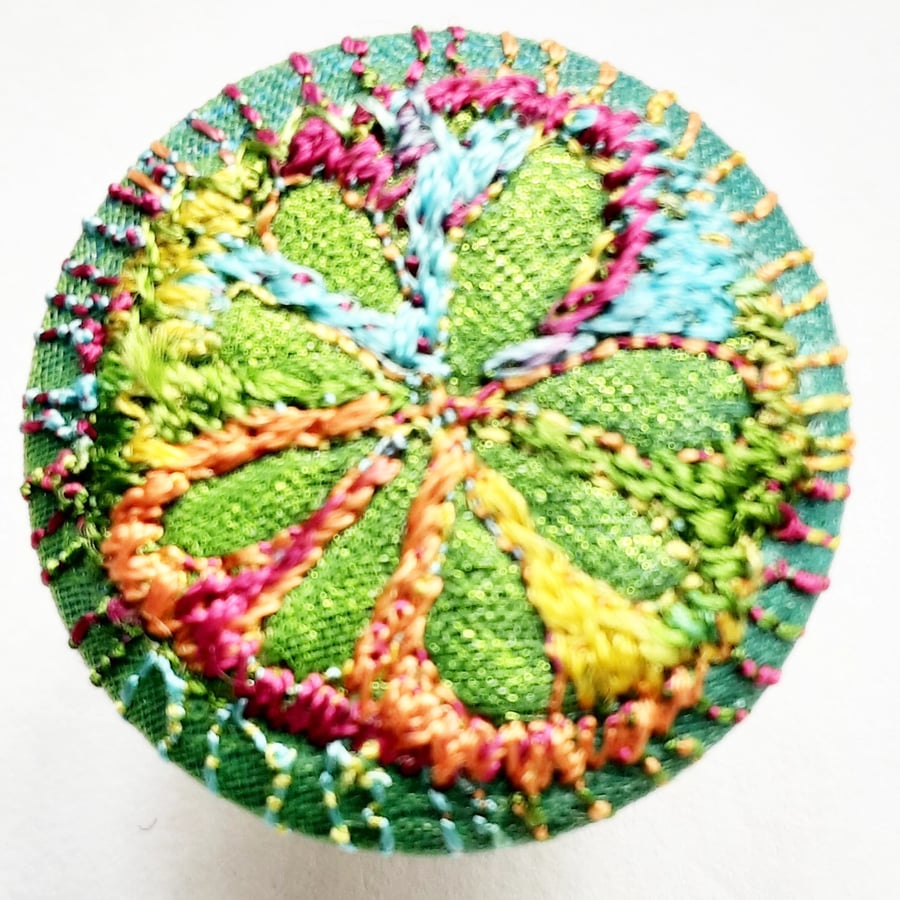 Buttons 1 inch button Hand Dyed Silks and Cottons Free Machine Embroidery Button