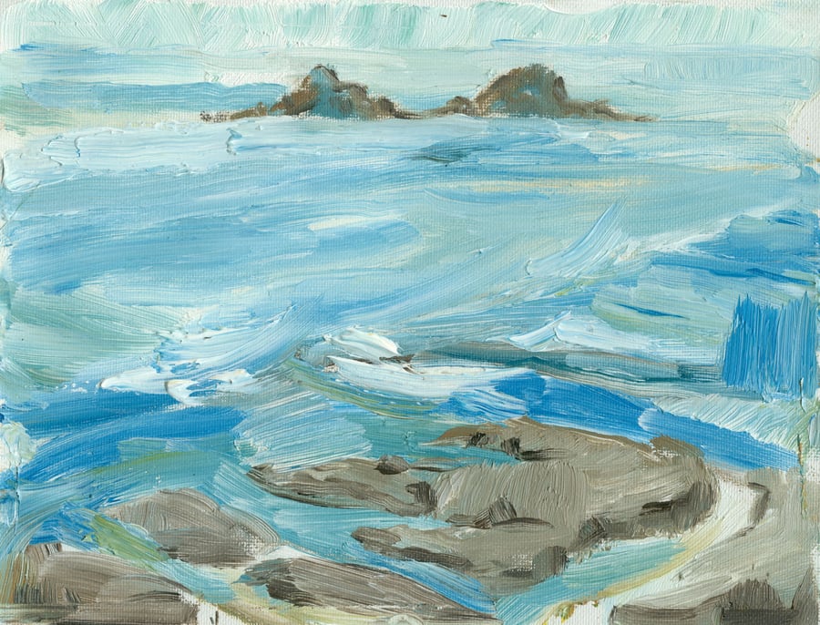 Sea Painting in Oils: The Brisons, Cornwall