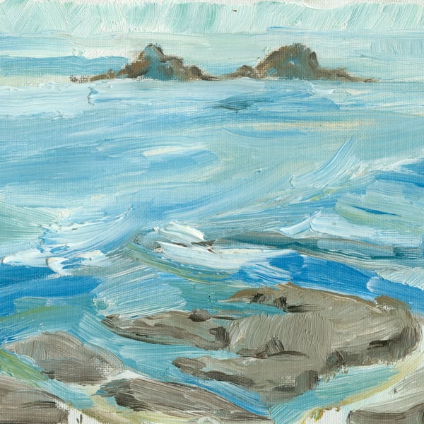 Sea Painting in Oils: The Brisons, Cornwall