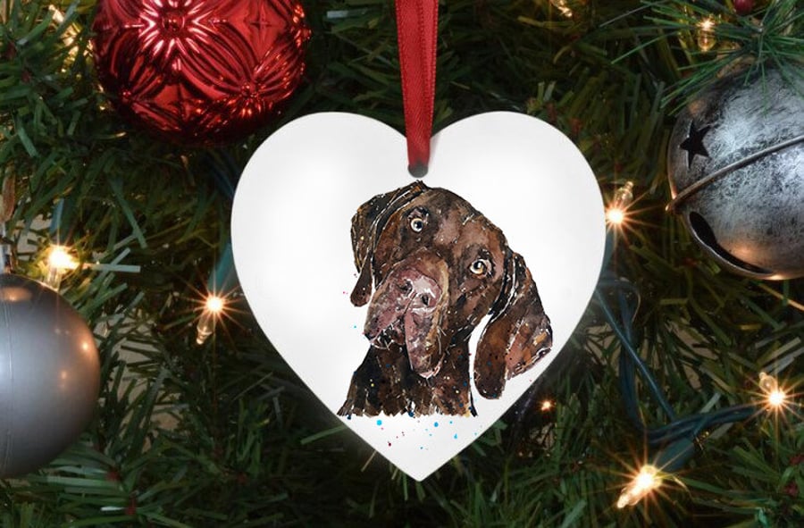 German Shorthaired Pointer Brown Tree Decoration.GSP Xmas Tree Decoration,GSP Ch