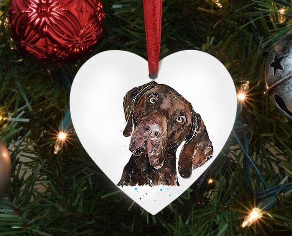 German Shorthaired Pointer Brown Tree Decoration.GSP Xmas Tree Decoration,GSP Ch