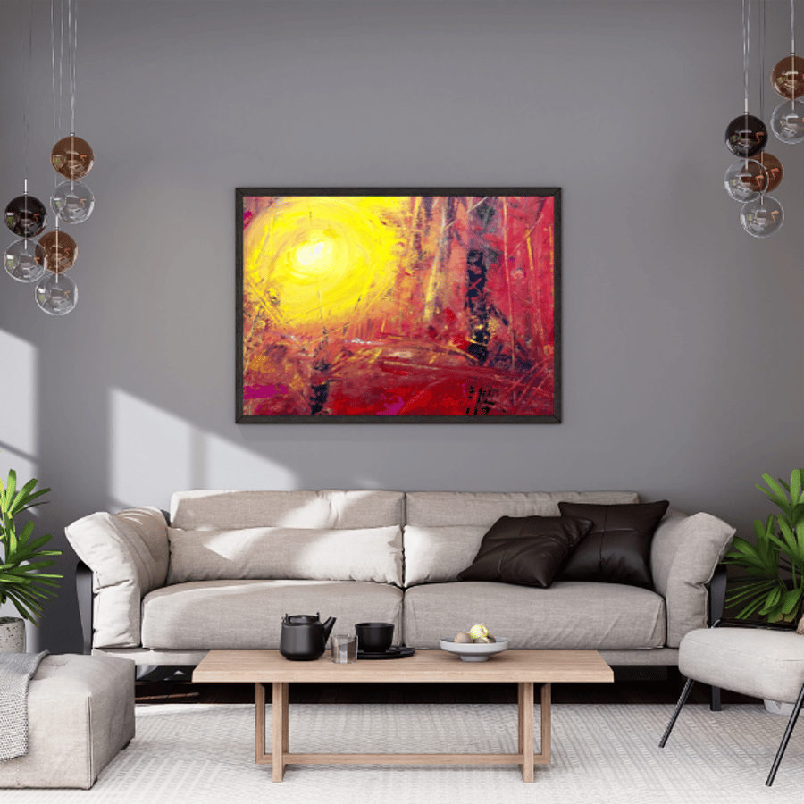 Painting Mixed Media  Contemporary High End Original Artwork Forest Blaze