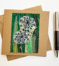 Up-cycled embroidered dandelion clock garden card. 
