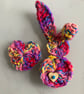 Crochet Bunny rabbit pin brooch with pocket hug heart 