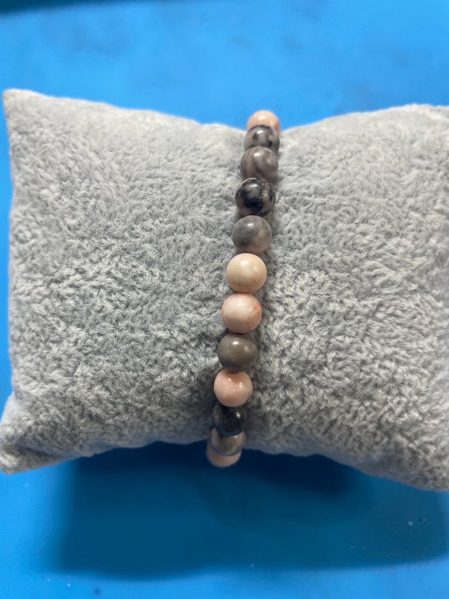 (Pink Zebra Jasper) Handmade Gemstone Bracelet (17cm)