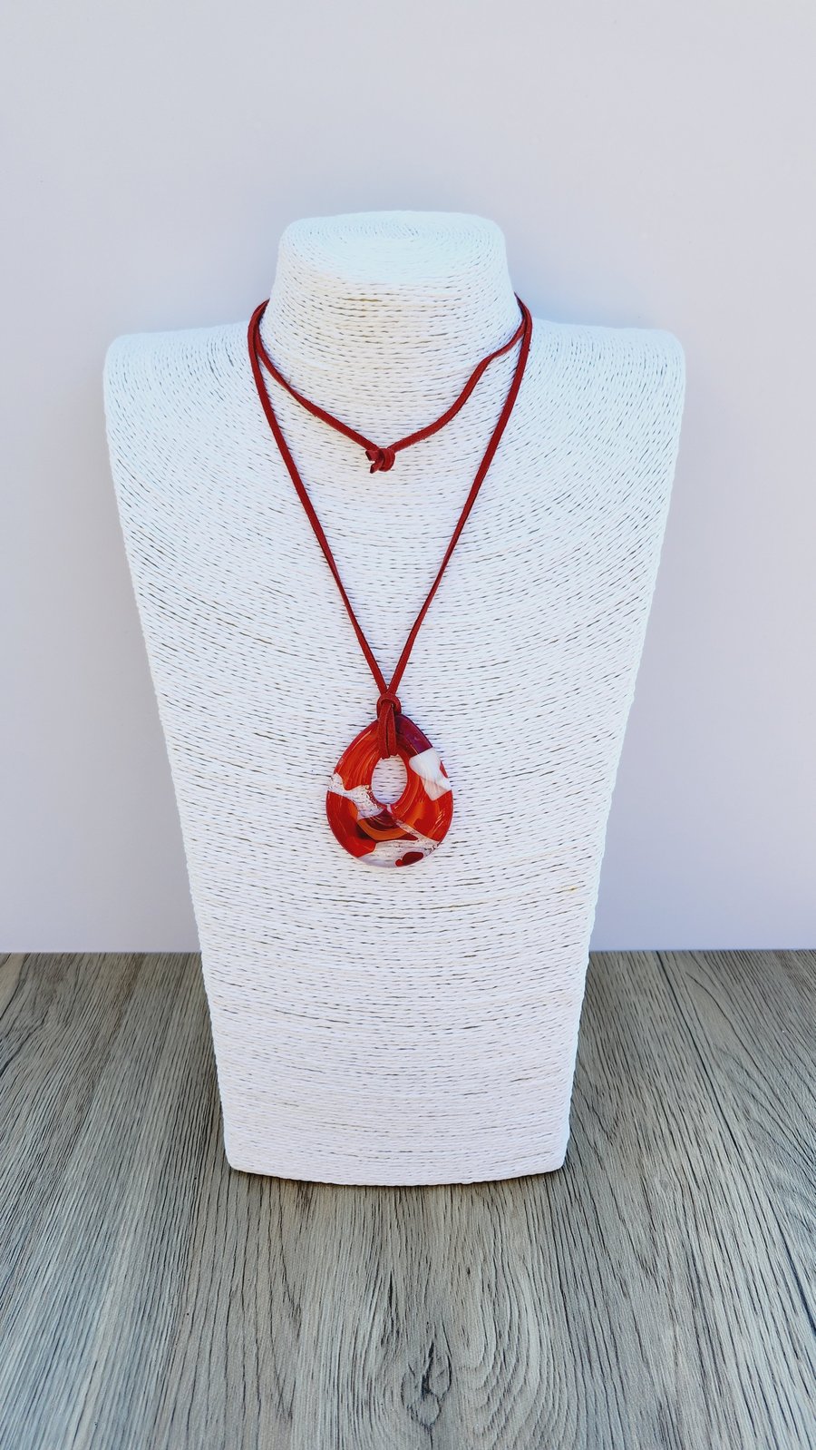 Fused Glass Pendant on Soft Suede