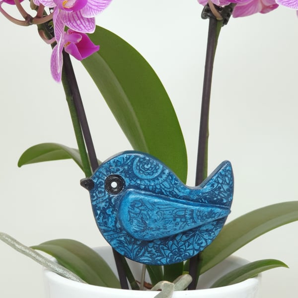 Bird decoration, plant pot decoration, clay bird pot stake home decor gift