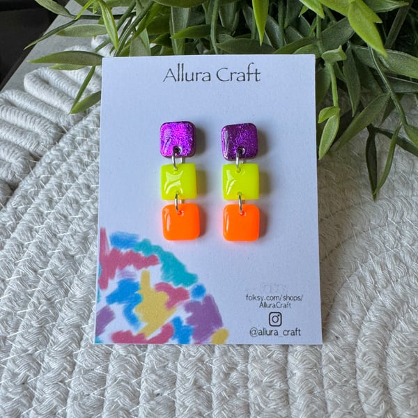 Bright Three Step Earrings