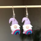 Lilac rainbow gonk earrings 