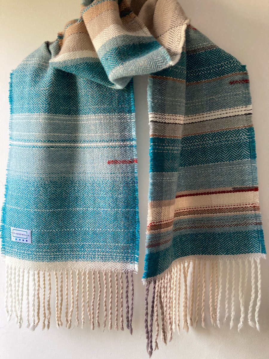Mulgrave Handwoven Herringbone Lambswool Scarf- Buff
