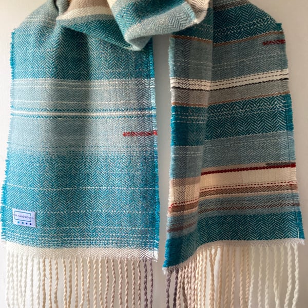 Mulgrave Handwoven Herringbone Lambswool Scarf- Buff
