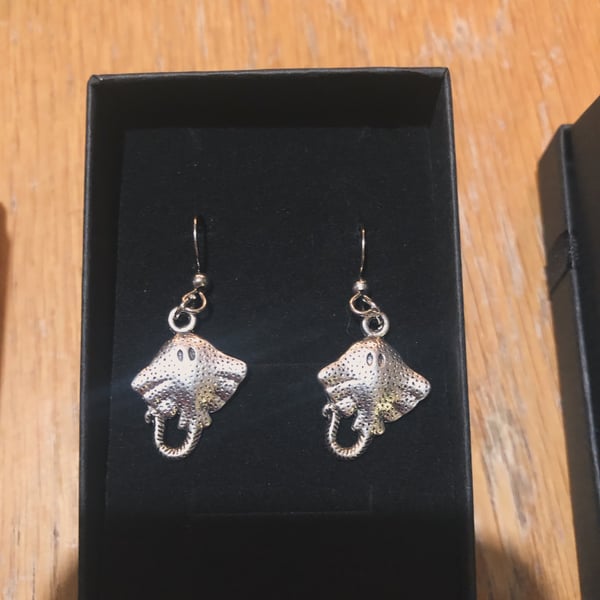 Silver plated stingray earrings