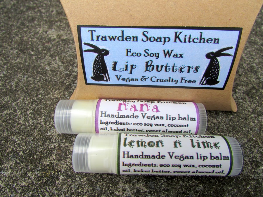 Vegan Lip Butters, Gift Set, Choice of eight, cruelty free, eco friendly