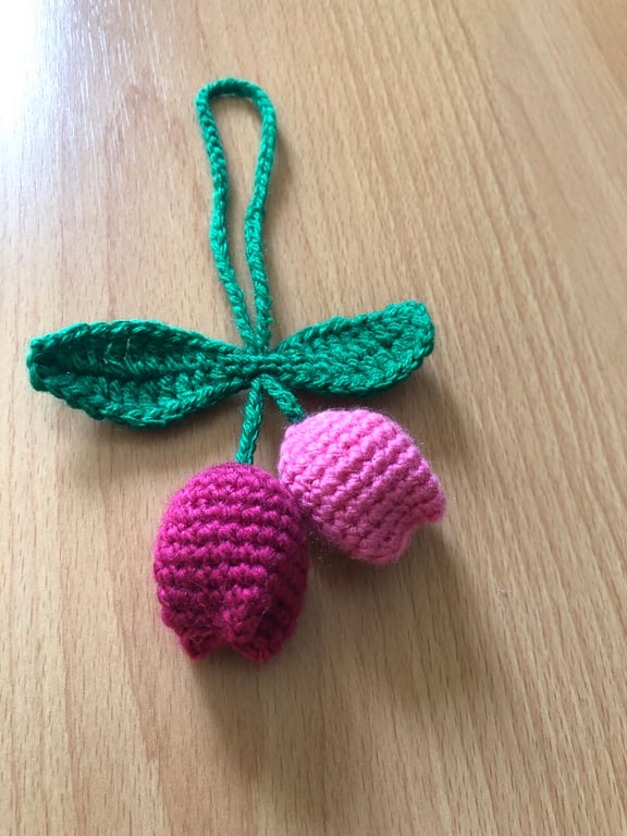 Crochet Cherries Keyring